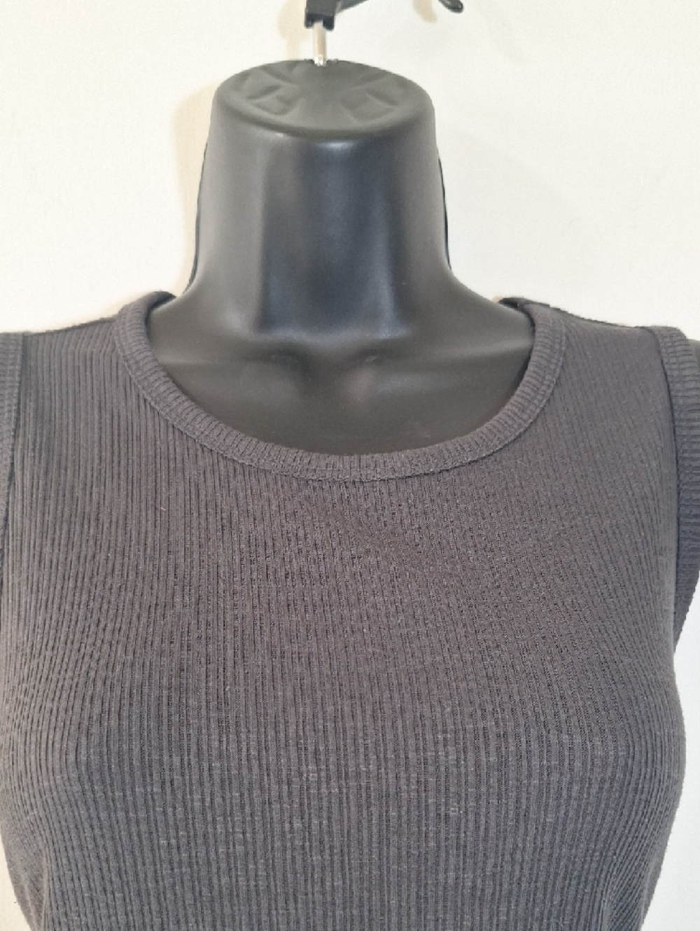 Women's Ribbed Sleeveless Tank Top - Charcoal Gray - Picture 2 of 9